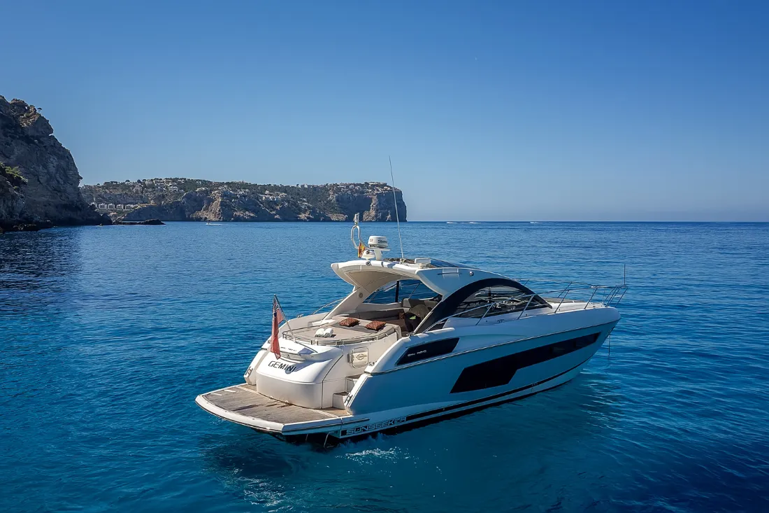Noon Sunseeker yacht on the Algarve coast